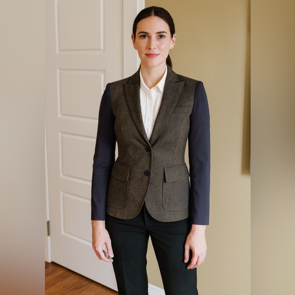 Rag & Bone Brown & BlueTwo Tone Nikke Wool Blazer